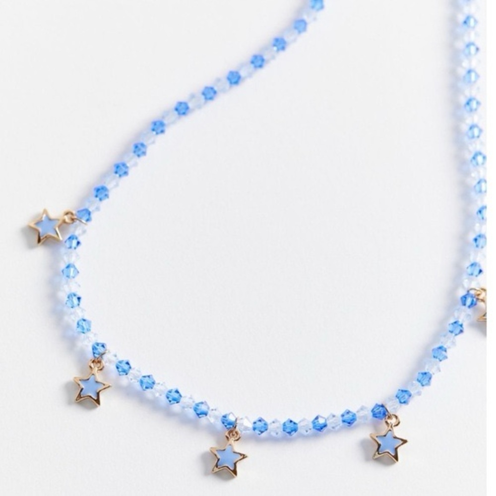 Urban Outfitters Maisie Beaded Blue Star Charm Necklace Celestial NEW!
